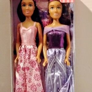 Doll Set with Pink and Purple Dresses